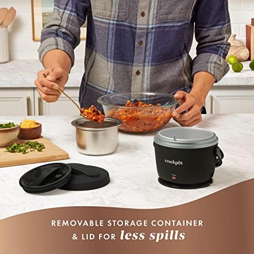 Electric Lunch Box 20-Ounce Portable Food Warmer Black Licorice Perfect for Travel On-the-Go & Office Use | Stylish Spill-Free & Dishwasher-Safe | Ideal Men & Women's Gifts