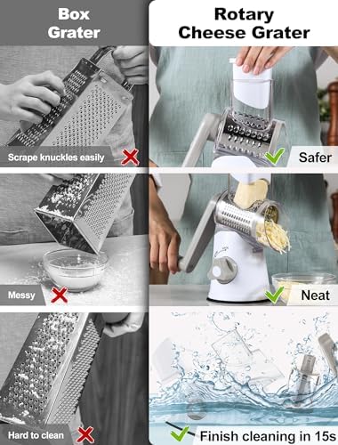 GDL Cheese Grater Hand Crank, Rotary Cheese shredder, Vegetable Slicer - Image 5
