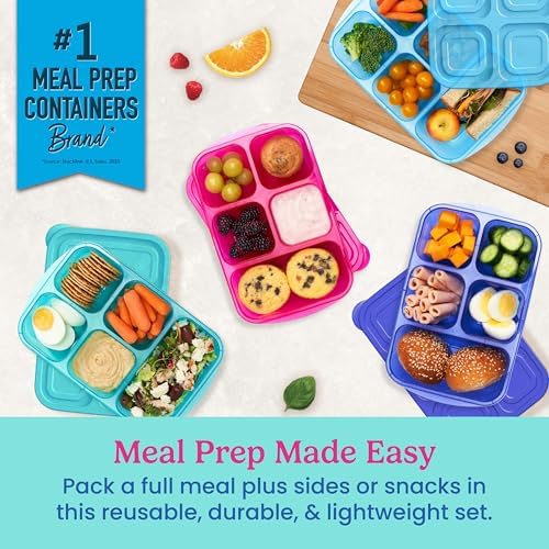 Easyboxes Stackable 5-Compartment Lunch Boxes, 8-Piece Set