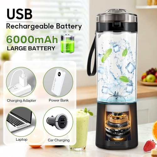 Upgrade 700 ML Portable Smoothie Blender, Rechargeable Blende -Black - Image 7