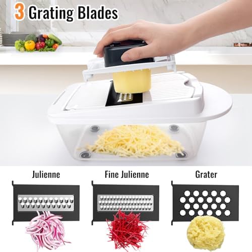 12-Blade Cook Tool & Gadget Sets, Egg Slicer Chopper Grater Set, White