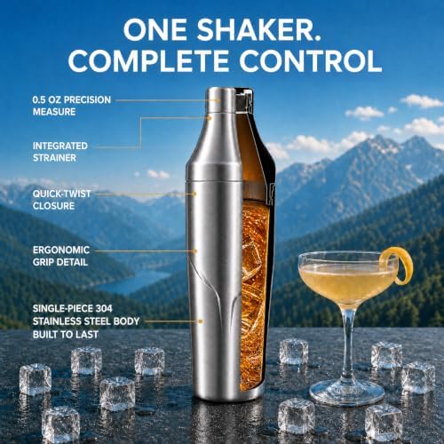 24oz Double Wall Vacuum Insulated Cocktail Shaker,Martini Shaker