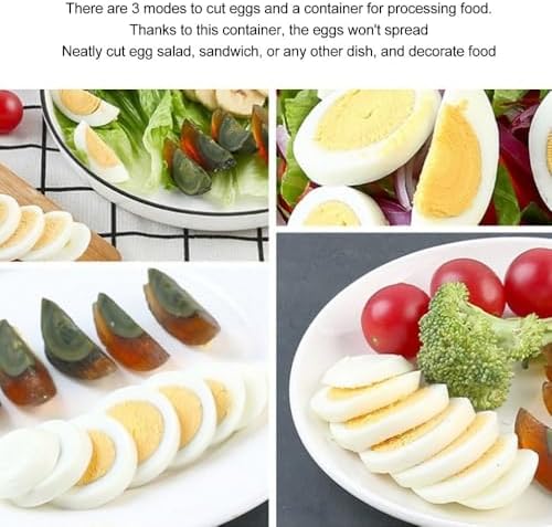 Egg Slicers with 3-Slice Modes Hard-Boiled Egg Cutter – Stainless Steel Blades,ABS Container with Lid for Kitchen,Salad & Sandwich Prep(Yellow) - Image 6