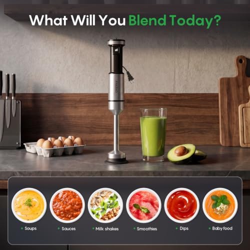 Immersion Blender Handheld, Hand Blender with Variable Speed Trigger