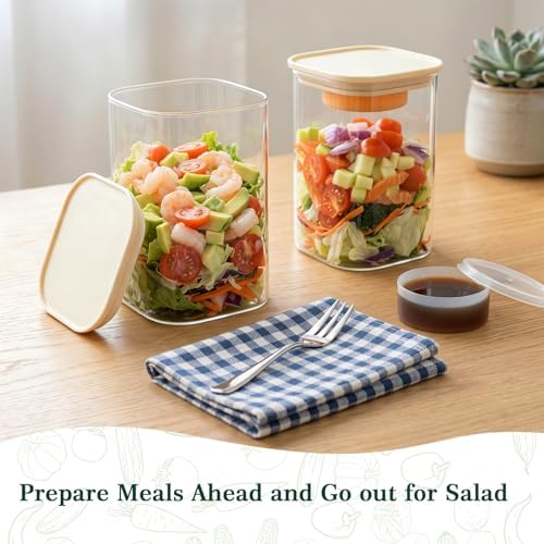 39oz Large Glass Salad Jars with Lids, Meal Prep Containers, 5pcs