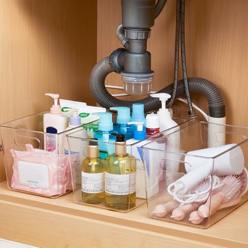 10 Pack Clear Storage Bins, Pantry Organizer Bins with Handle, XL
