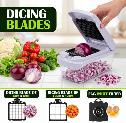 12-in-1 Vegetable Chopper with Container, Food Chopper with sharp blades, Food Chopper with Container, Vegetable Slicer, Vegetable Dicer, Cheese Grater - Image 5