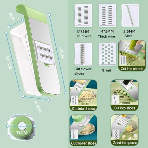 Multifunction Vegetable Cutter, Adjustable 5-in-1 Vegetables Chopper, Mandoline Slicer for Vegetables, Multi-Purpose Kitchen Gadgets Slicer Cuts Set(C) - Image 4