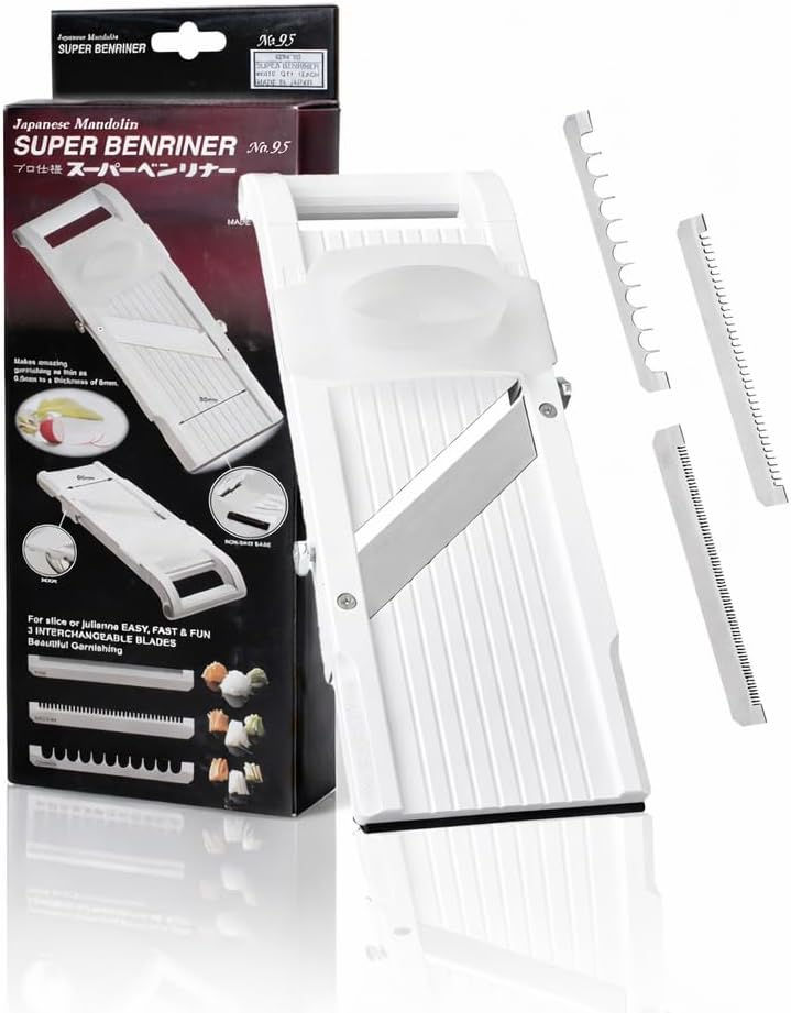 Mandoline Super Slicer, with 4 Japanese Stainless Steel Blades, BPA Free, 14.5 x 5.25-Inches, Official US Version with Authentic Retail Packaging