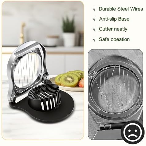 Egg Slicer for Boiled Eggs Strawberry Cutter with Stainless Steel Wire - Image 4