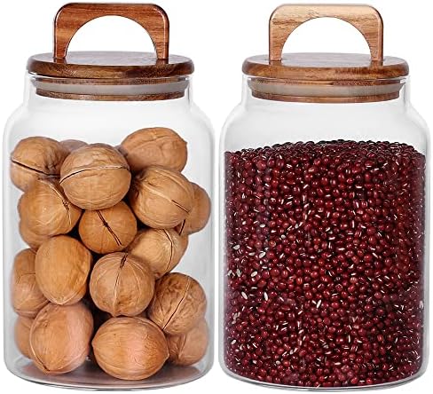 Canister Set of 2, Glass Kitchen Canisters