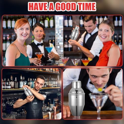 9 Pcs Bar Cocktail Shaker, Stainless Steel, 8 oz, Silver