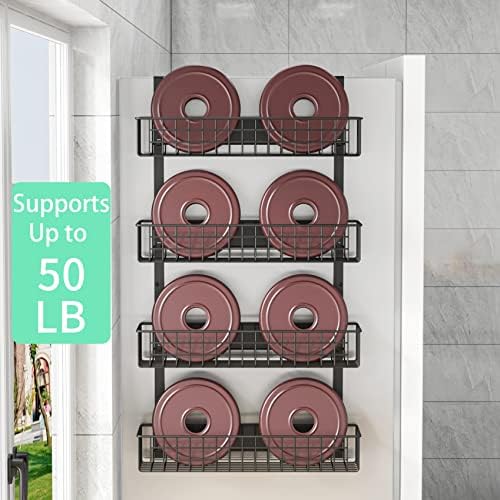 4 Tier Magnetic Spice Rack | Strongly Magnetic Spice Shelf with Utility Hooks | Refrigerator Spice Storage | Kitchen Storage Rack for Placing Seasoning Bottles, Plastic Wraps or Garbage Bags (Black)