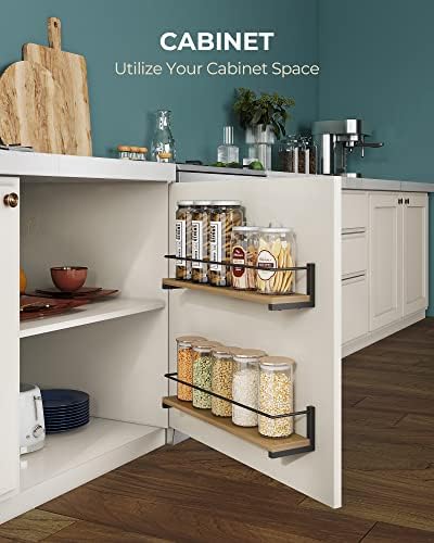 Wooden Spice Rack Wall Mounted, Over the Stove, Kitchen Wall, 2 Pack