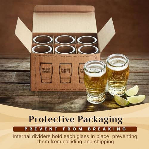 5 oz Mason Jar Pilsner Beer Glasses (6 Pack) Flight Glass Set, Beer Tasting