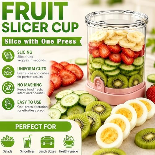 Hendiy 2-in-1 Fruit Slicer Cup, Stainless Steel - Image 2