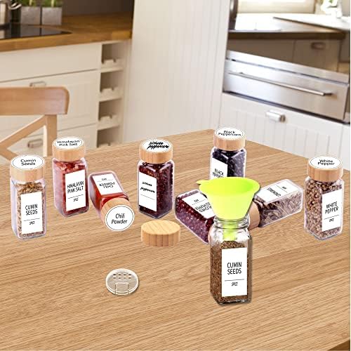 24 Pcs Spice Jars with Labels, 4 oz Glass Jars with Bamboo Lids