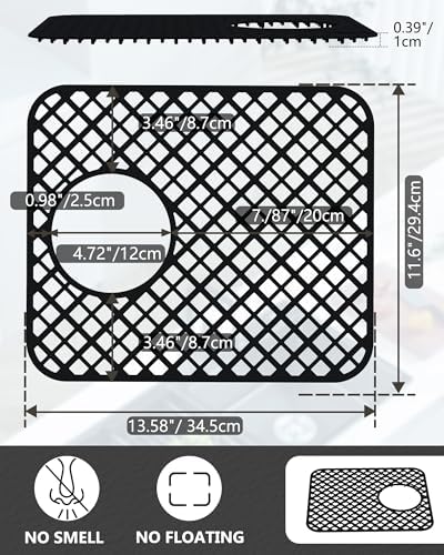 2 Pack Silicone Sink Protectors for Kitchen Sink, Trellis 13x11 Black