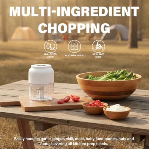Household Electric Garlic Crusher, 2026 New 350ml Cordless Mini Food Chopper with 6 Stainless Steel Blades, Portable Garlic Mincer for Onion Ginger Spices Fruit Salad - Image 2