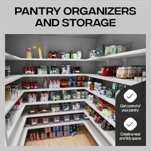 Clear Plastic Storage Bins – Pantry Organizers & Storage Containers, Cabinet Organizer - Home Organization Must Haves for Kitchen, Laundry Room, Office, Closet, Garage & Freezer