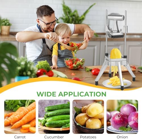 Commercial Vegetable Chopper & French Fry Cutter, 3-Blade Dicer