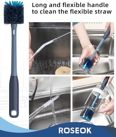ROSEOK 2 in 1 Bottle Brush with Straw Cleaner Brush, Water Bottle Brush - Image 3