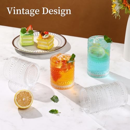 Hobnail Drinking Glasses Set of 12 Vintage Water Glass Cups