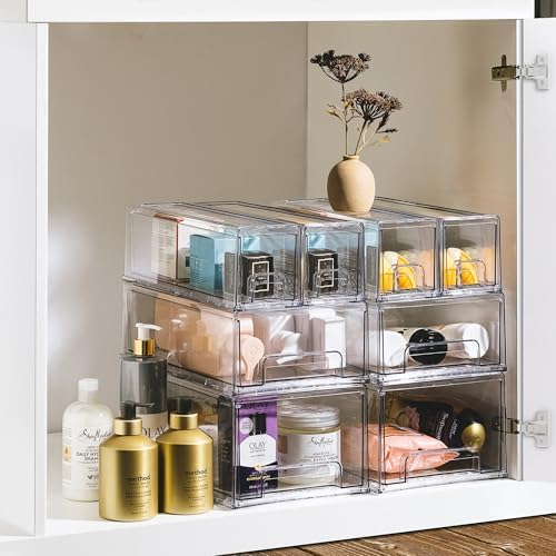 Clear Storage Drawers for Refrigerator & Pantry (Small Wide, 2 Pack)