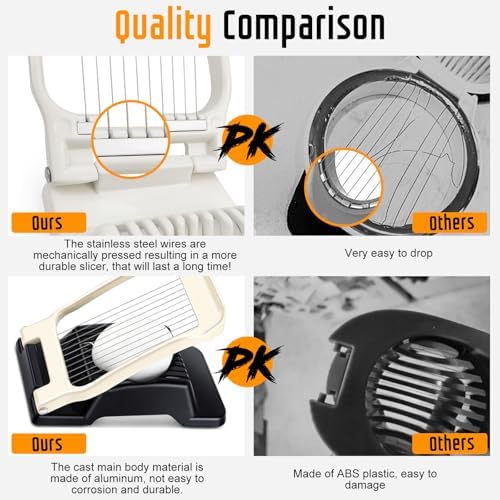 Heavy Duty Aluminium Egg Slicer, Stainless Steel Wire, Black & White - Image 3