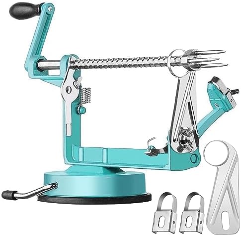 Apple Peeler Slicer Corer with Stainless Steel Blades and Powerful Suction Base for Apples Pears Potatoes(Blue)