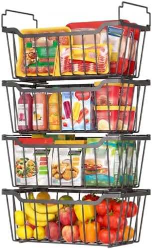 Freezer Organizer Bins for 5-7 Cu.FT Chest Freezer, 4 Pack Black
