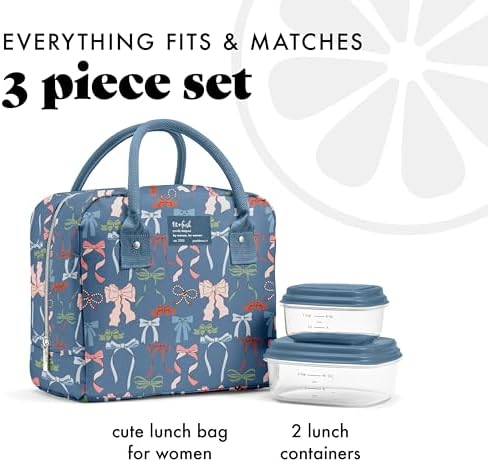 Bloomington Insulated Lunch Bag for Women w/ Containers
