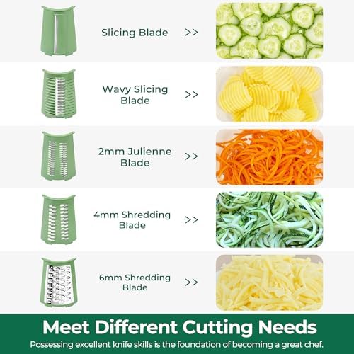 Rotary Cheese Grater, Large Vegetable Food Shredder, 5 Blades