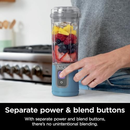 Ninja Blast 16 oz. Personal Portable Blender with Leak Proof Lid and Easy Sip Spout, Perfect for Smoothies, Cordless, USB-C Rechargeable, Dishwasher Safe Parts (Renewed) (Denim Blue) - Image 7