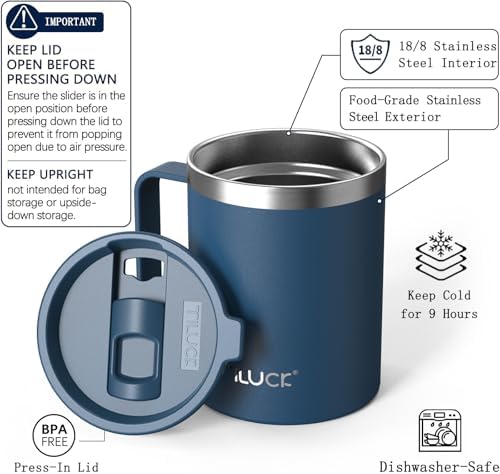 TILUCK 12 oz Insulated Coffee Mug with Lid and Handle - Image 2