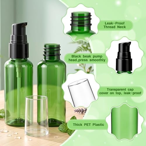 Travel Dispenser Bottle Set 10 Pack 1.7oz Clear Plastic Pump Bottles, Leak Proof Travel Size Toiletry Containers for Shampoo, Lotion, Serum & Foundation - Image 3
