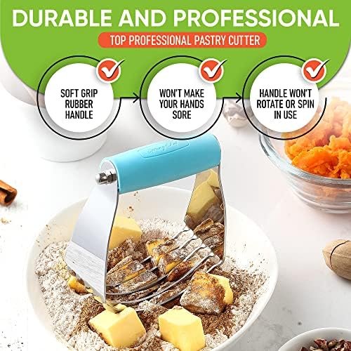 Spring Chef Medium Dough Blender Hand Tool, Durable Pastry Cutter, Aqua Sky - Image 5