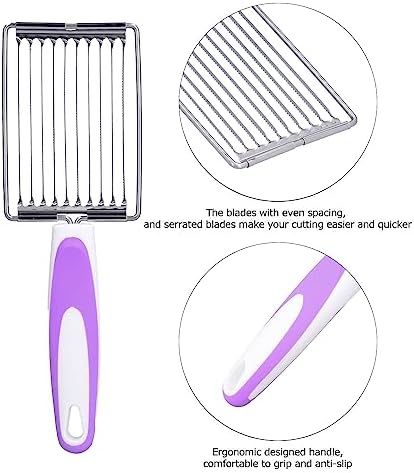 Luncheon Meat Cutter,Stainless Tomato Slicer Fruits Cutter Luncheon Meat Slicer with Handle Cheese Boiled Egg Ham Tomato Serrated Slicing Knife - Image 6