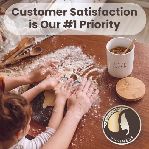 Sugar Ceramic Storage 4 Cup / 1080mL Container w/Bamboo Lid Silicone Seal & Spoon, Modern Abstract Art Design for Flour Coffee Spice Airtight Storage on Kitchen Counter Bathroom Organizer