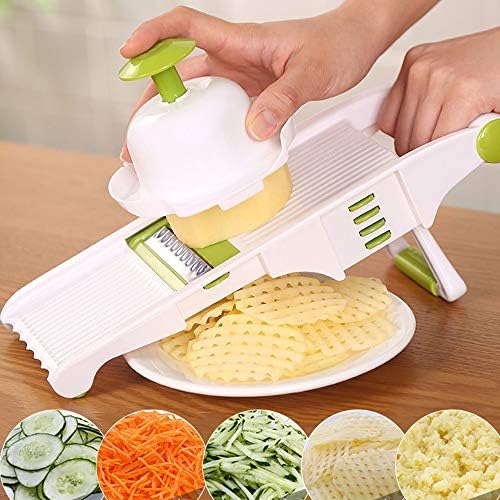 Mandoline Slicer and Chopper and Grater,Adjustable Thin Slice Cucumber Slicer Kitchenaid Accessories Potato Carrot Grater Stainless Steel Food Vegetable Slicer with Finger Guard Protector - Image 2