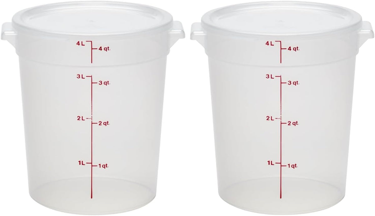 Food Storage Containers with Lids (BPA-Free) - 4 Quart - Food Grade Buckets with Lids (2 Pack) - For Dough Proofing and Brining (Translucent)