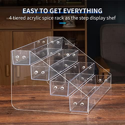 Acrylic Spice Rack, Tiered Spice Rack Shelf Seasoning Organizer