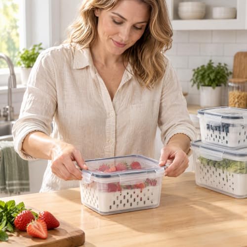 2-in-1 Stackable Food Storage Containers with Lids, 3 Size