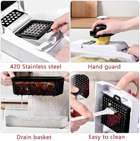 25-in-1 Vegetable Chopper with 13 Blades - Mandoline Slicer -Food Chopper w/Container - Cheese Grater - Veggie Salad Onion Chopper - Kitchen Gadget - Home Essentials - Kitchen Accessories