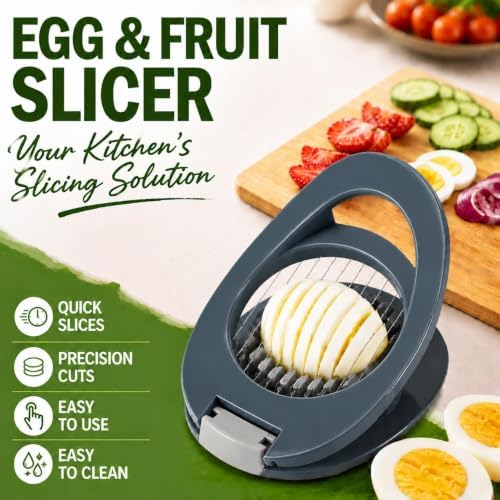 NOVANO Egg Slicer for Hard Boiled Eggs, Multi Function Stainless Steel Wire Egg Cutter, Egg Salad Maker, Fruit Slicer for Avocado, Strawberry, Kiwi Fruit - Image 3
