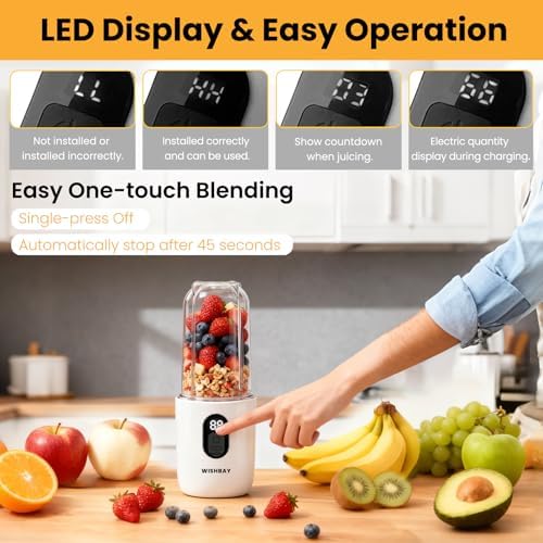 Portable Blender, Personal Blender for Shakes and Smoothies, Portable Juicer with 16 Blades, Small Mini Juicer with Extra Handle Lid for Travel, Sport, Office, Camping and Outgoing (16.9 oz) - Image 4