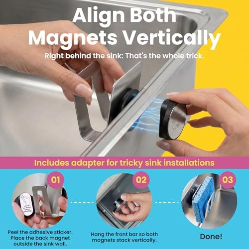 Magnetic Sponge Holder, Stainless Steel Kitchen Organizer