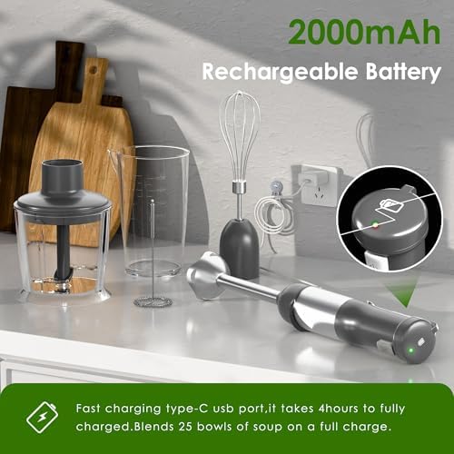5-in-1 Cordless Immersion Blender with Rechargeable Handheld Battery - Image 4