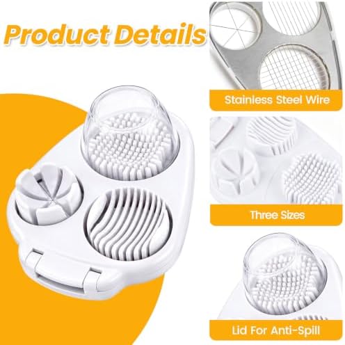 Joyzan 3 in 1 Egg Slicer, Hard Boiled Eggs 3 Way Cutter Manual Strawberry - Image 5