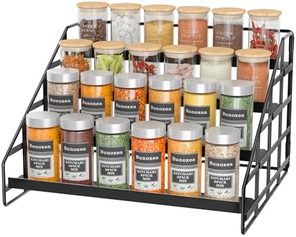 4 Tier Adjustable Spice Rack for Cabinet & Countertop, Black